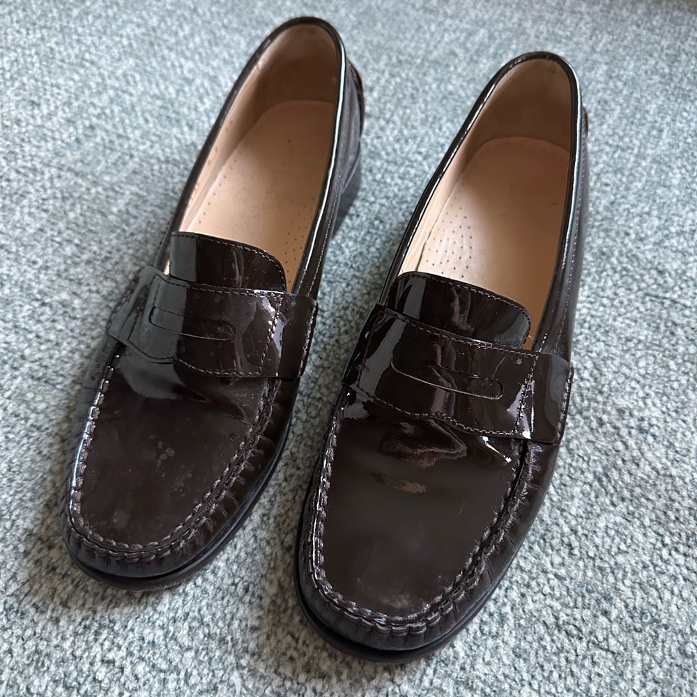 Cole Haan Patent Leather Brown Loafers